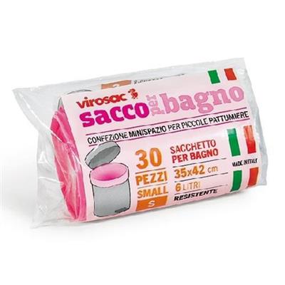 VIROSAC SACCO BAGNO 35X42 CM 6 LT 30 PZ ROSA P. LAVANDA HDPE