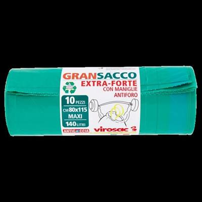 VIROSAC GRANSACCO 80X115 CM 140 LT 10 PZ VERDE LDPE