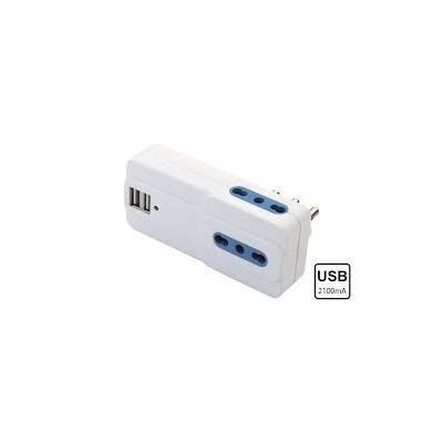 NOVA L.ADATT.SPINA 16A-3 BIPASSO+2 USB 2100MA,BIANCO CE217USB