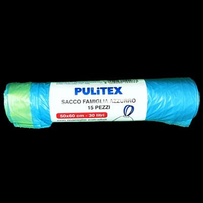 PULITEX SACCO PRATICO AZZURRO 50X60 PZ15 AZZURRO 30LT 15PZ