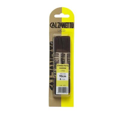 CALZANETTO STRINGA PIATTA 2 PAIA MARRONE 90 CM