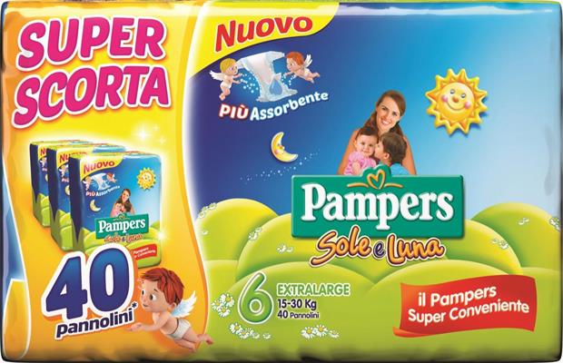 PAMPERS PANNOLINI SOLE E LUNA TRIO XL x 40