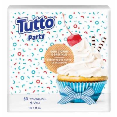 TUTTO TOVAGLIOLI PARTY 38X38 2 VELI 30 PZ DECORATI EFF.TESSUTO