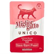 MIGLIORGATTO UNICO DELICATA MOUSSE 100% PROSCIUTTO BUSTA 85GR