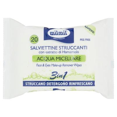 MIL MIL SALVIETTE STRUCCANTI CON ACQUA MICELLARE 3 IN 1 20PZ